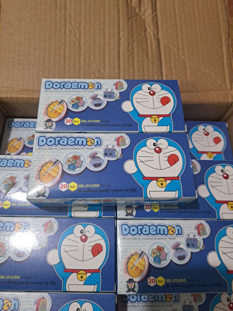 Combo 02 hộp 40 cây bút gel-012/do doraemon mực xanh