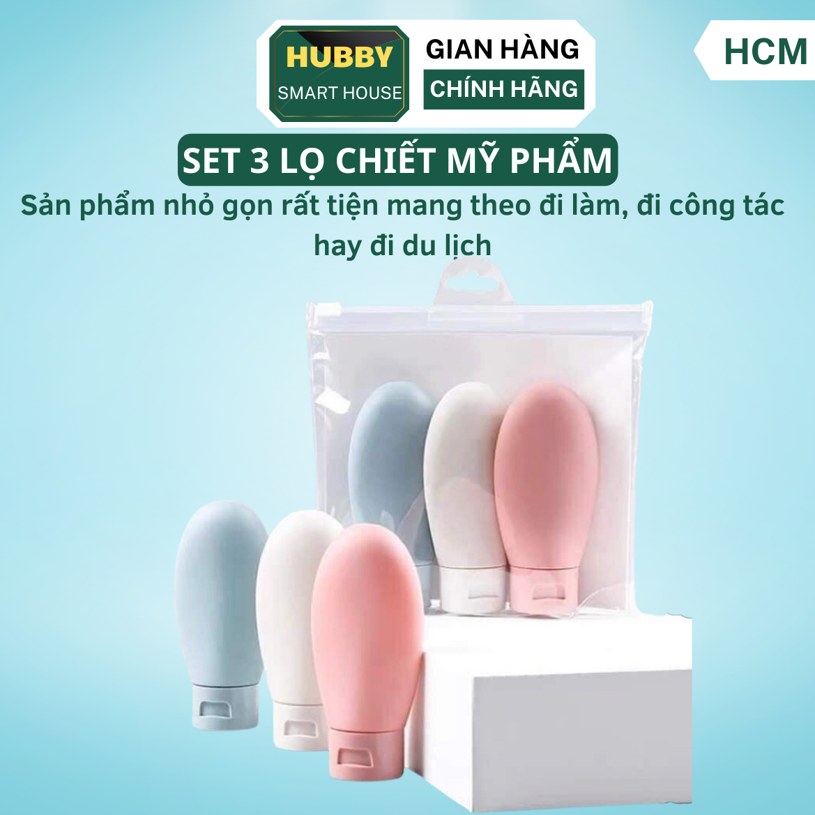 Set 3 Lọ Chiết Mỹ Phẩm, Dầu Gội, Sữa Tắm Du Lịch 60ml