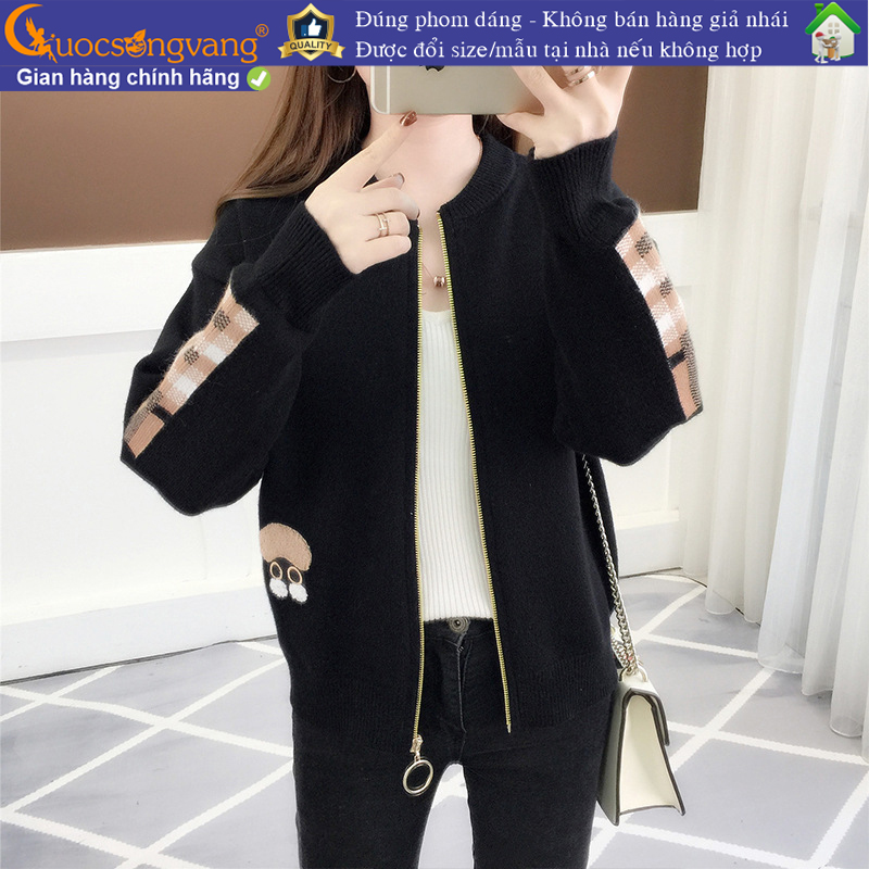 Áo khoác nữ khóa kéo áo khoác len dài tay Queenbe GLA250 Cuocsongvang