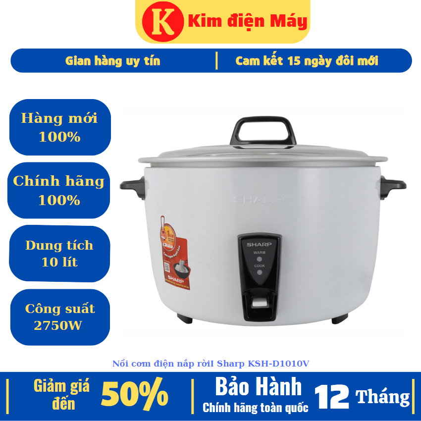Nồi cơm điện nắp rờiI Sharp KSH-D1010V-nồi cơm điện công nghiệp 10 lít-tiết kiệm 2750W-bảo hành 12 tháng toàn quốc