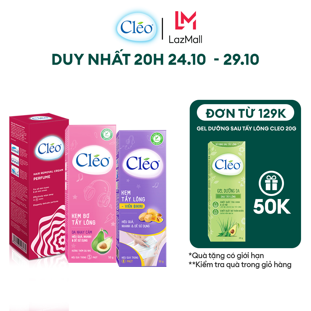 Kem Tẩy Lông Cho Da Nhạy Cảm Cleo Chuyên Biệt Cho Từng Vùng Da Avocado Hair Removal Cream Sensitive Skin 25g/50g/70g