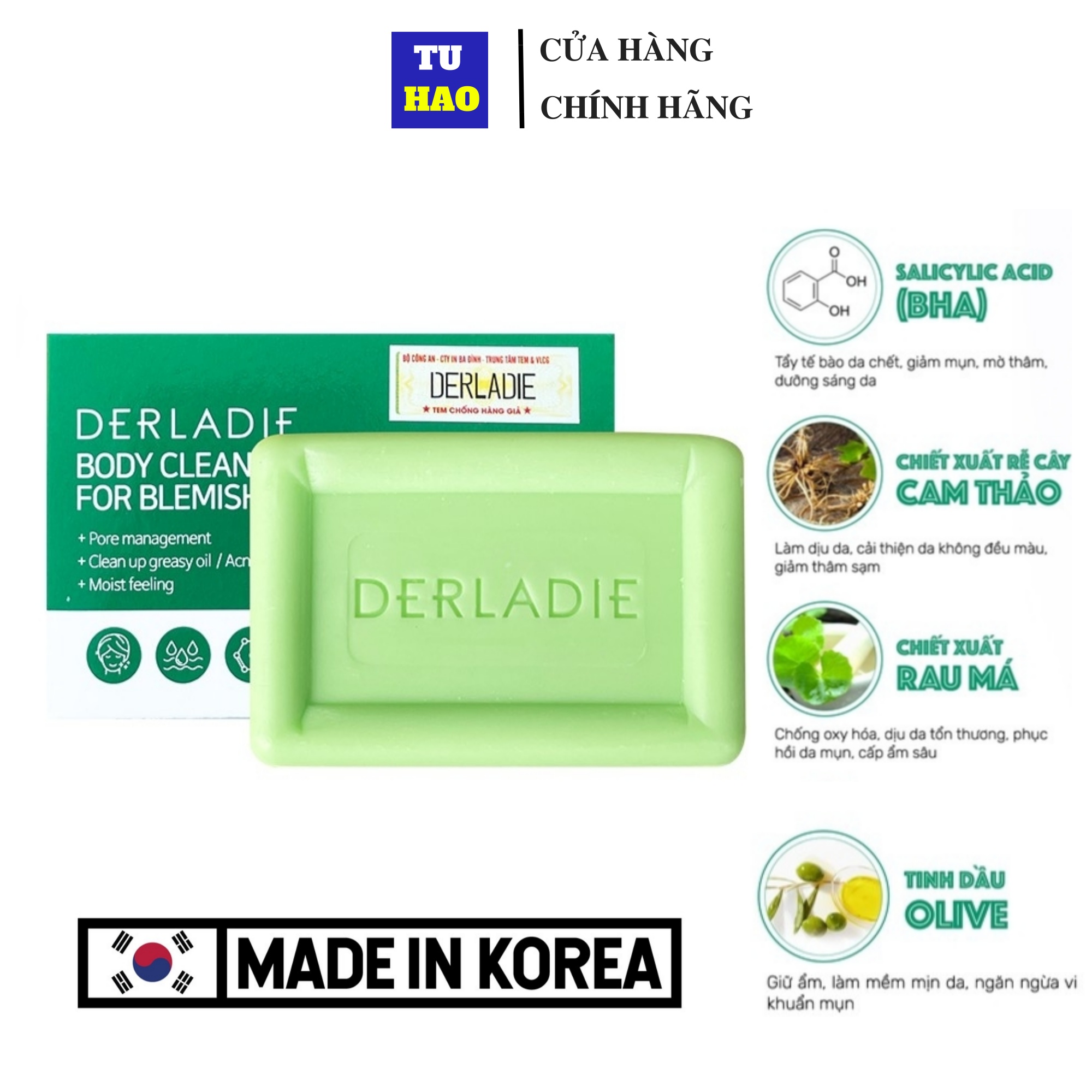 Xà Phòng Derladie Body Cleansing Giảm Mụn Lưng, Mụn Cơ Thể 50 gram