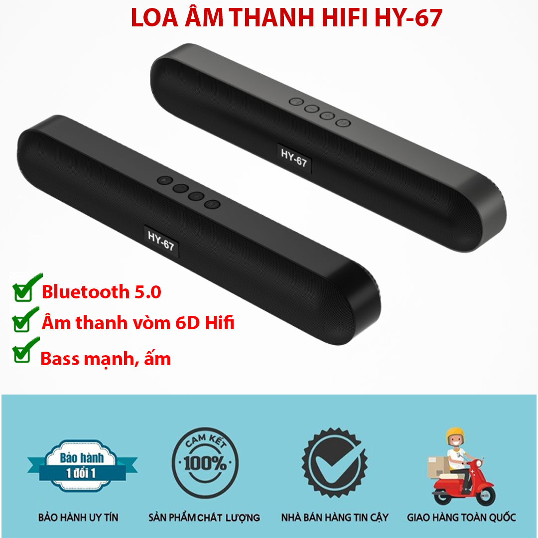 Bảo hành 1 đổi 1 - Loa bluetooth 5.0 bass mạnh HY67, loa gia đình công suất lớn, âm thanh sắc nét , loa dã ngoại âm thanh vòm 6D, cổng AUX, USB (hỗ trợ cổng jack cắm)
