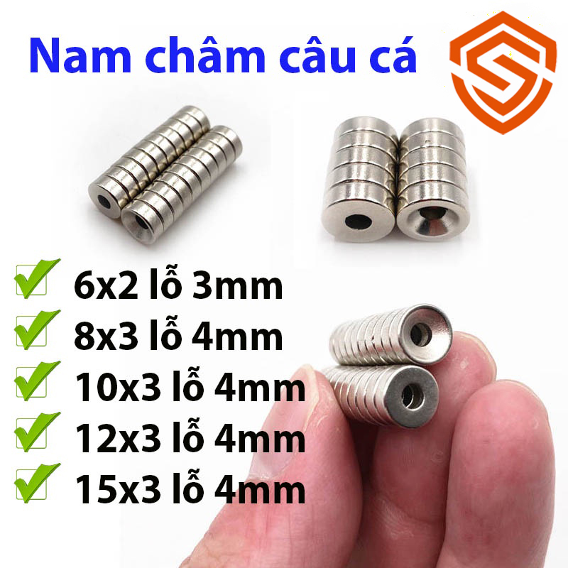 Nam châm câu cá có lỗ nhiều kích thước siêu hút