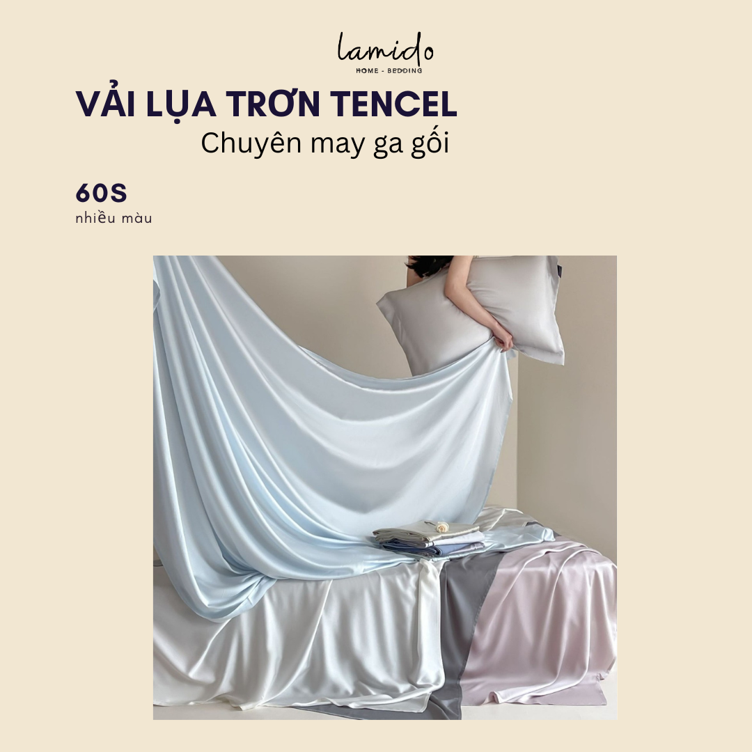 Vải lụa tencel trơn 60s LAMIDO chuyên dùng may chăn ga gối