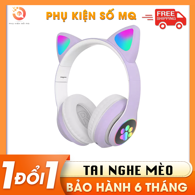 Tai Nghe Mèo Bluetooth, Headphone Tai Mèo Dễ Thương Có Mic,Âm Bass Mạnh Mẽ Và Dung Lượng Pin Khủng 400mAh BH 6 tháng tại Phụ Kiện Số MQ