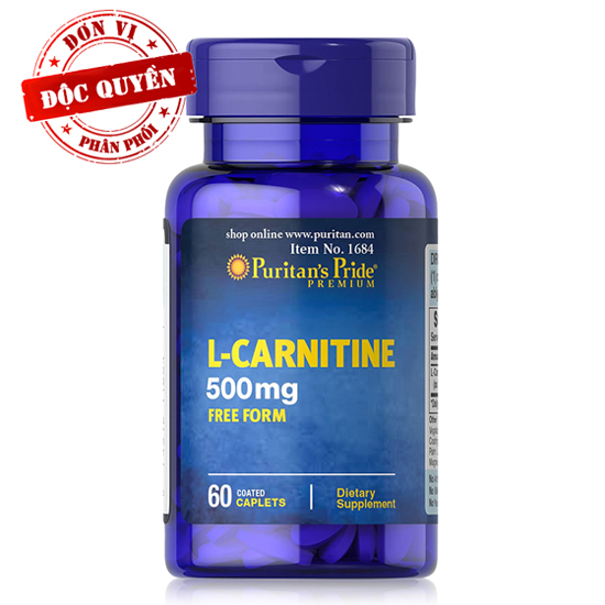 Viên uống hỗ trợ giảm cân không tác dụng phụ, giúp cơ thể săn gọn, hỗ trợ chức năng thận Puritan's Pride L-Carnitine 500mg 60 viên HSD 30/10/2022