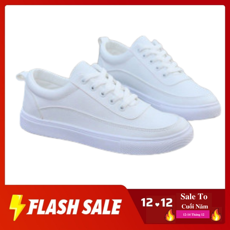 Giày Sneaker Nam Thời Trang Giày Thể Thao Nam Bassic Trắng Trơn Trẻ Trung Năng Động Dễ Phối Đồ Xu Hướng Thời Trang - SN019