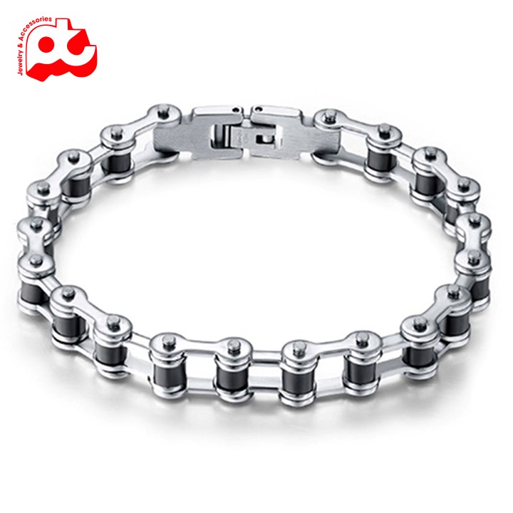 LẮC TAY INOX NAM KIỂU DÂY XÍCH XE CỰC ĐỘC ĐẸP trangsucanbinh màu trắng thép không gỉ ABLTNA66