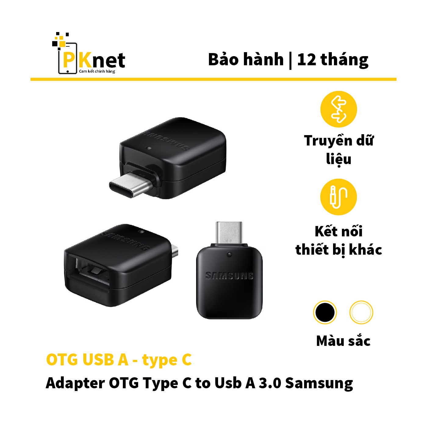 Đầu Chuyển Đổi USB OTG - cáp Type C, Chính Hãng Samsung Sản Xuất [Bảo hành 12 tháng]
