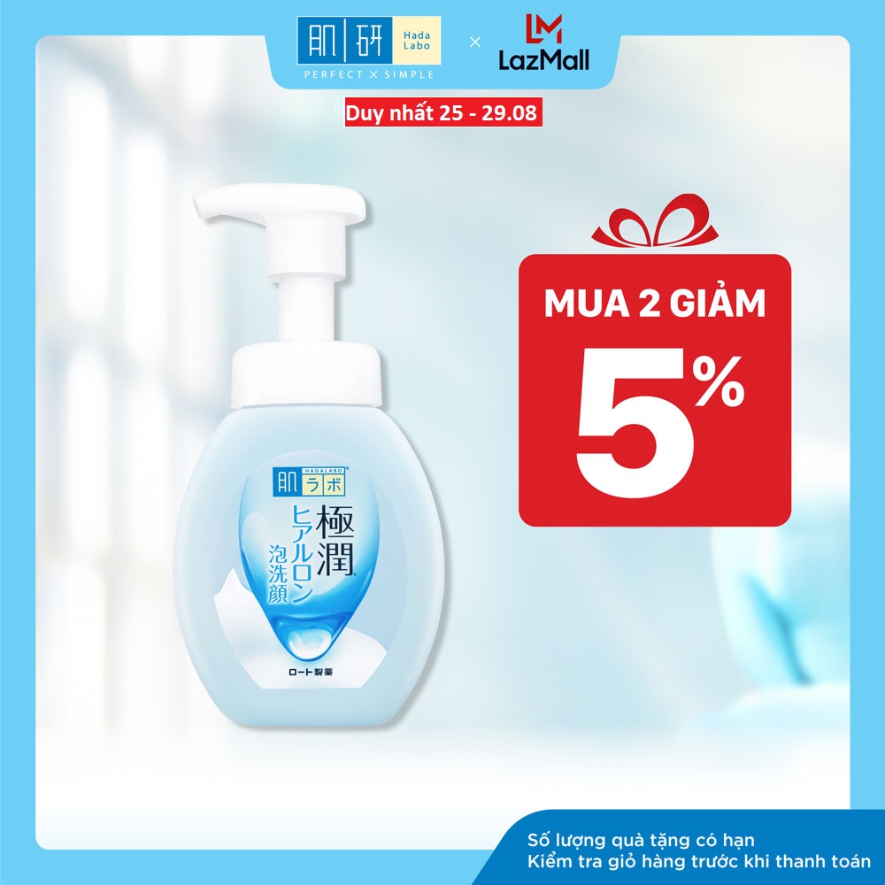 Bọt rửa mặt dưỡng ẩm Hada Labo Gokujyun Moisturizing Foaming Wash 160ml ( Nhập khẩu từ Nhật Bản)