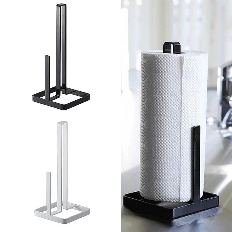 ✴☄✷ Mental Kitchen Roll Paper Towel Holder Bathroom Tissue Stand Black And White Napkins Rack Home Storage Accessories