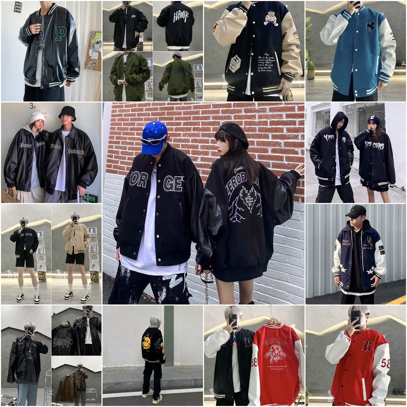 [Hoàn Tiền 15%] Áo Khoác Bomber Varsity Jacket Tay Phối Da Nam Nữ Full Đen Unisex Chất Kaki Dày Chữ Thêu