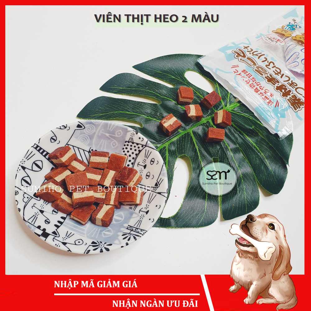 [Hoàn tiền 6%] Bánh thưởng cho chó Sumiho (Thịt heo 2 màu) (100gr/túi) Đồ ăn cho chó mèo thú cưng