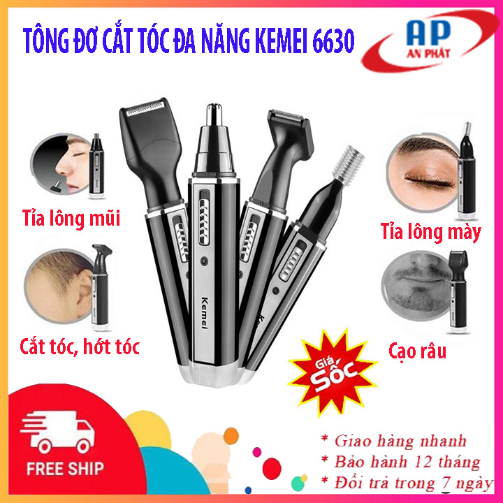 [Mua 1 được 4] Tông đơ cắt tóc đa năng 4 in 1 cắt tóc, cạo râu, tỉa lông mũi, tỉa lông mày kemei KM 6630-Tông đơ cắt tóc không dây gia đình, người lớn, trẻ em chuyên nghiệp đa năng như tông đơ cắt tóc kemei KM 1407