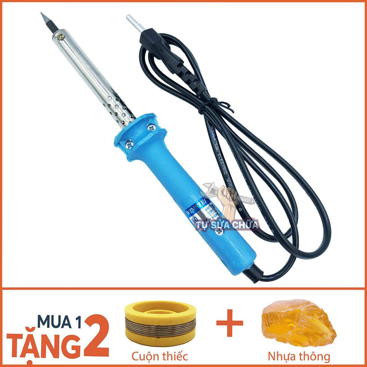 Mỏ hàn thiếc 60W được tặng cuộn thiếc và nhựa thông - Mỏ hàn chì giá rẻ