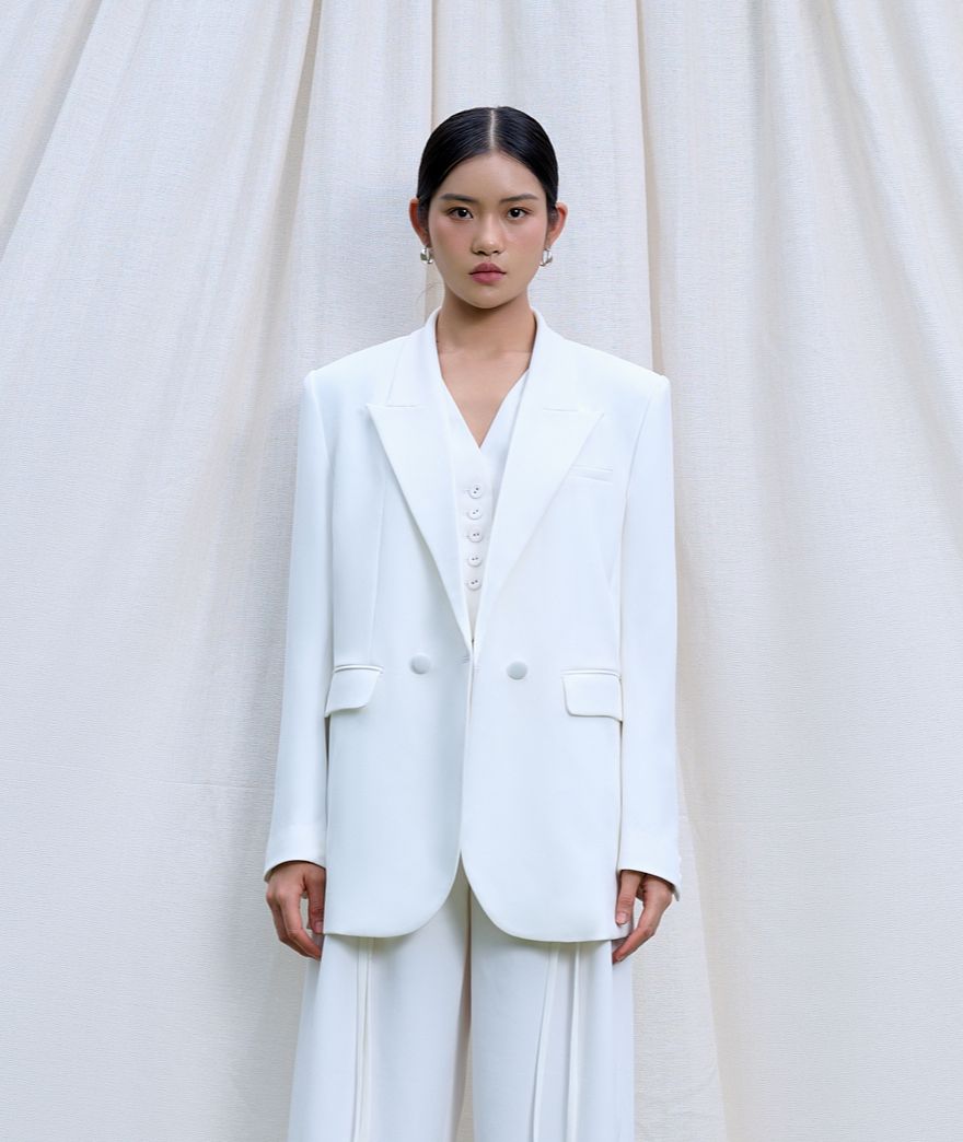 Áo blazer oversize cá tính - esther studios mega blazer - white