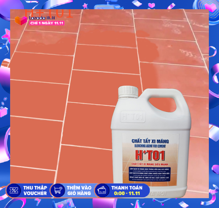 Tẩy xi măng HT01 can 5lít,"HÀNG CÔNG  TY", Tặng 2 miếng cọ, nước tẩy xi măng trên nền gạch đá,tẩy trắng ron gạch(mạch gạch) nước tẩy xi măng,tẩy xi măng
