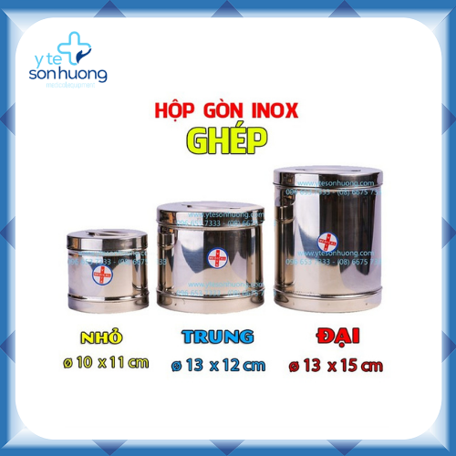 Hộp gòn inox Vita ghép (có nắp) ɸ 13cm x 15