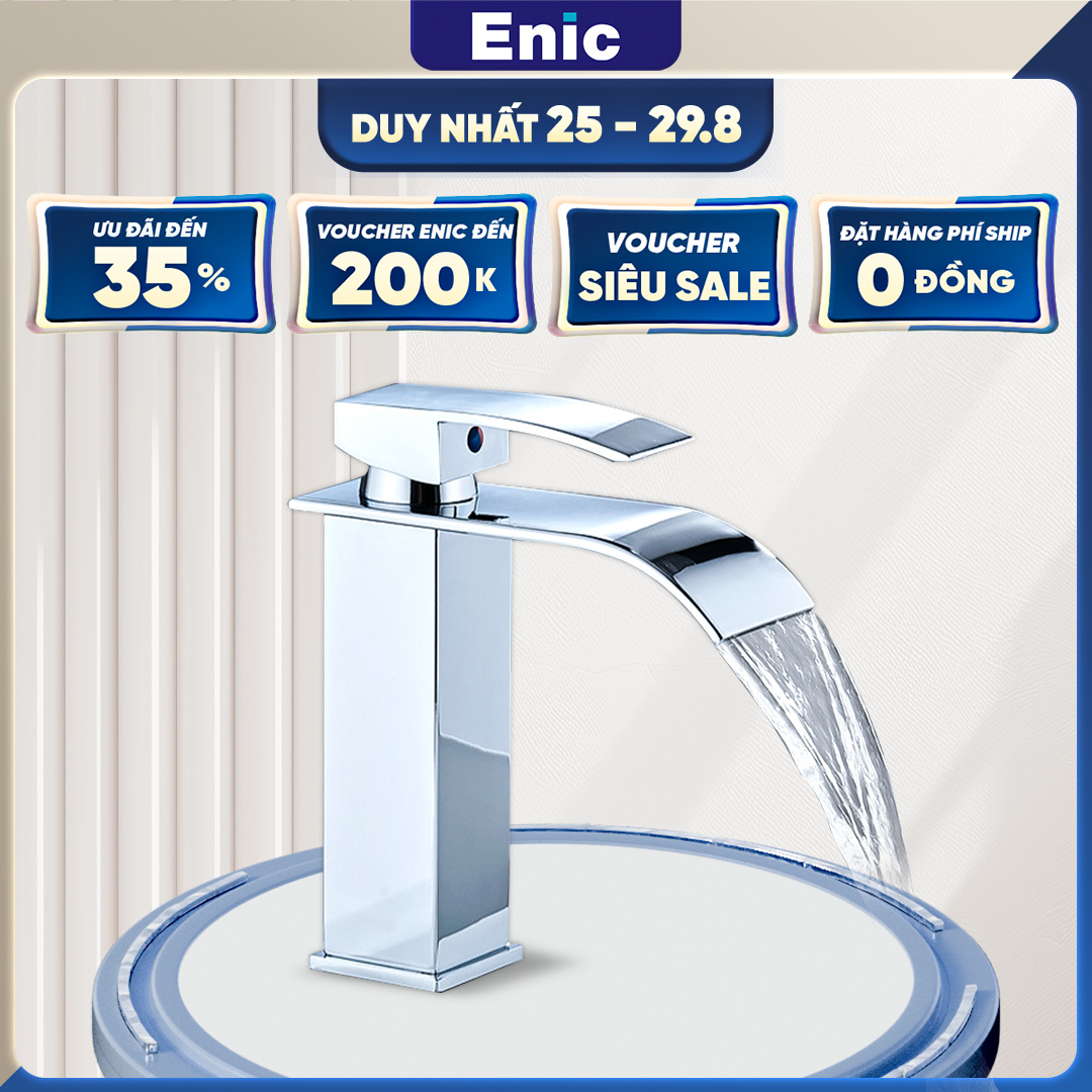 Vòi thác nước inox cao cấp Enic, vòi gắn lavabo, vòi nước cao cấp