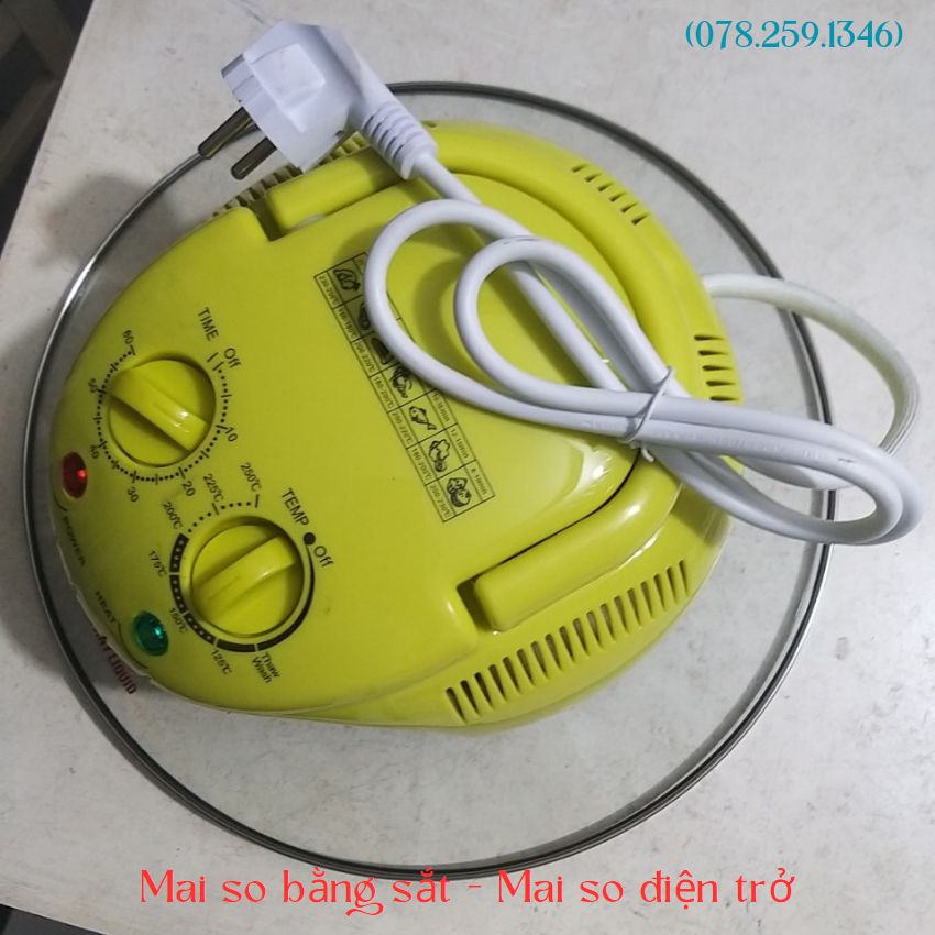 Nắp lò nướng thủy tinh dung tích 12 đến 17 lít công nghệ nướng halogen kết hợp với quạt đối lưu tặng dây nguồn điện