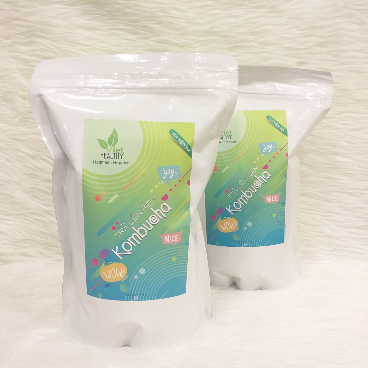 Trà lên men Kombucha 1 lít túi tiện lợi Viethealthy