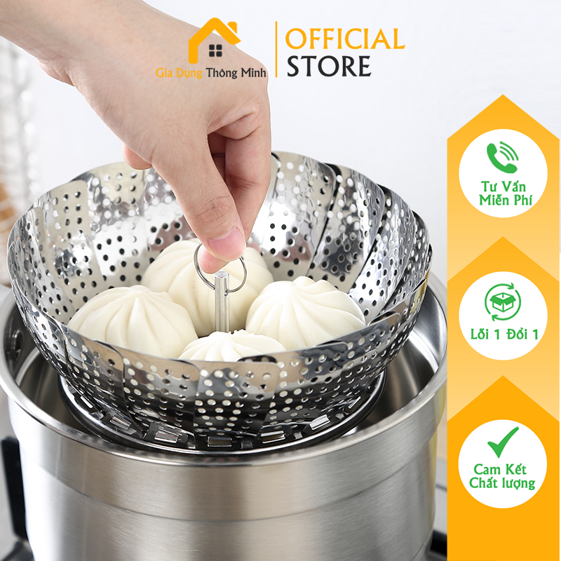 Vỉ hấp, đồ xôi inox đa năng, tiện lợi hấp bánh, bánh bao, đồ ăn - dụng cụ nhà bếp