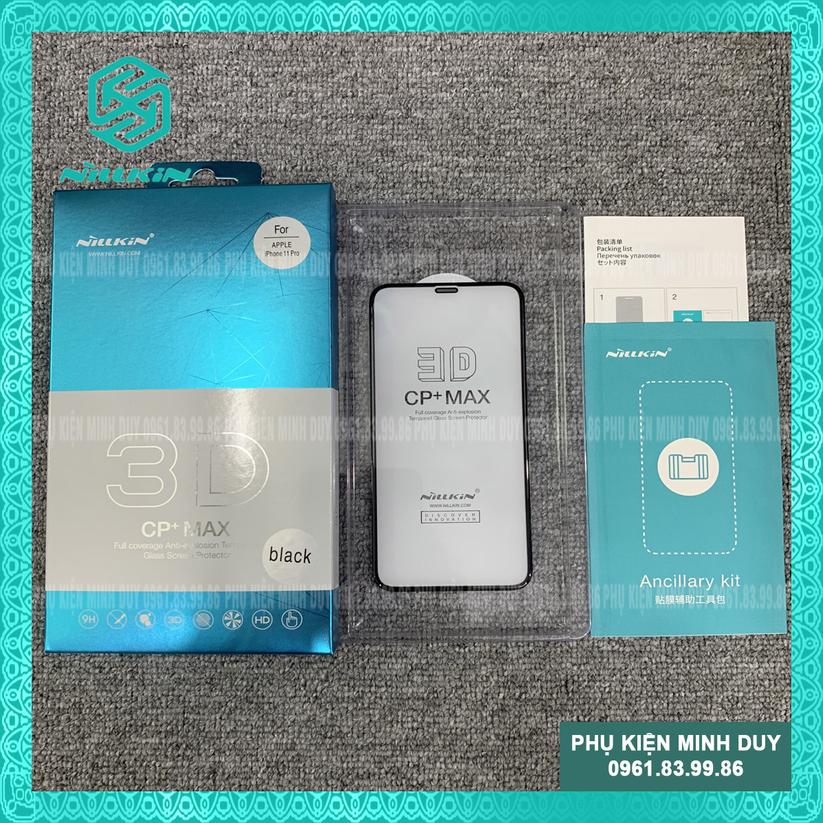 Kính cường lực Nillkin 3D CP+ MAX cho Iphone 11, 11 Pro, 11 Pro Max, X/Xs, Xs Max, 7/8, 7Plus/8Plus