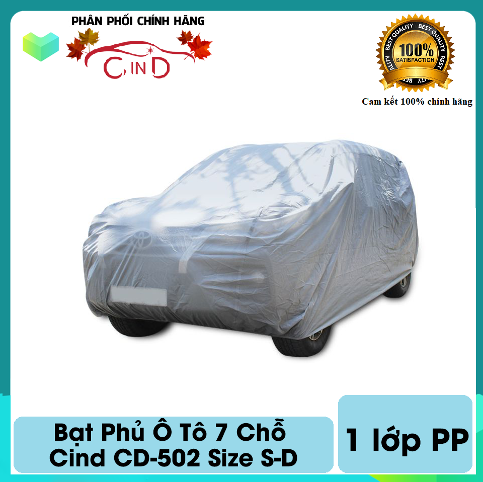 Bạt phủ ô tô 7 chỗ cind cd-502 size s-d 1 lớp pp