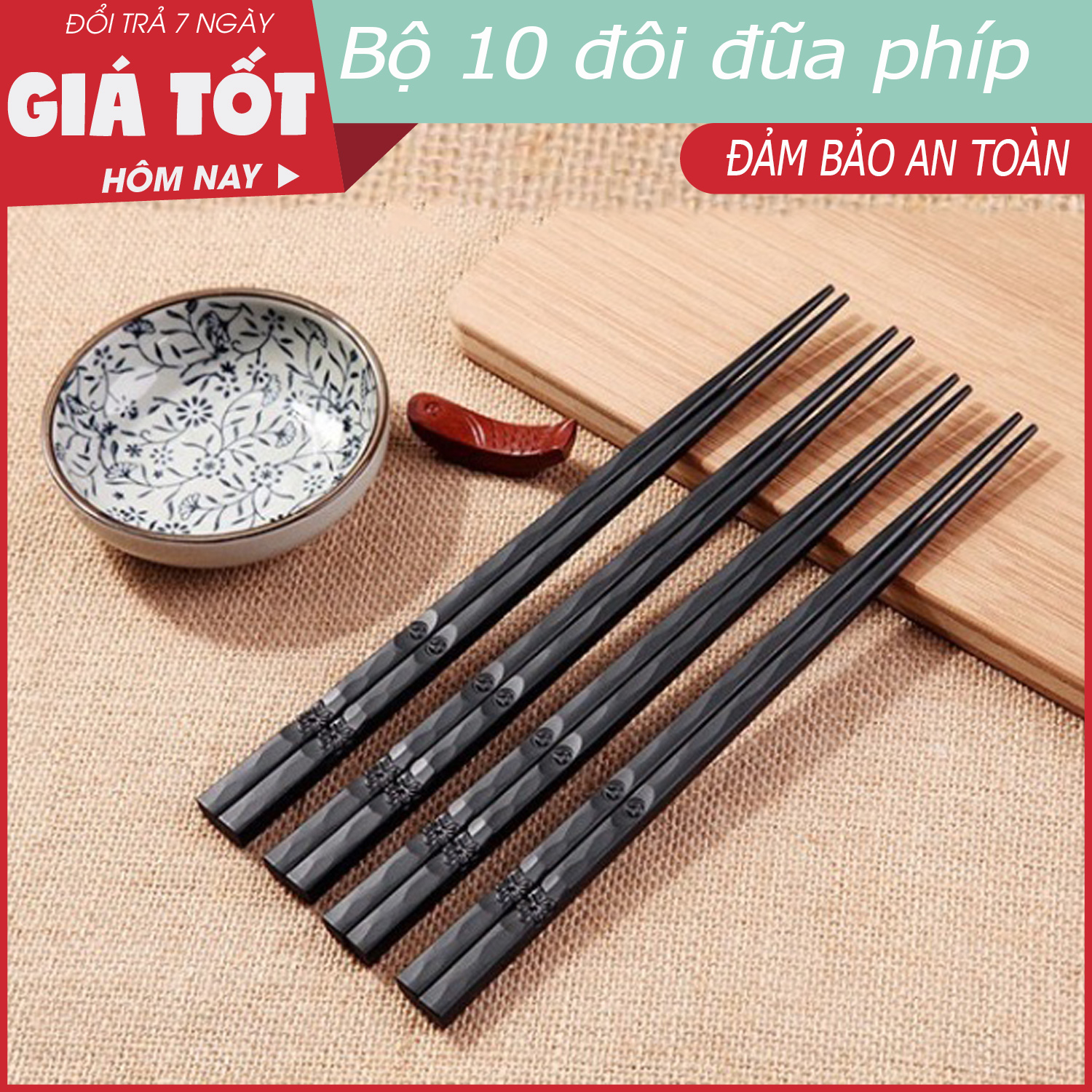 Bộ 10 đôi đũa phíp hà thành mẫu xoắn, bộ 10 đôi đũa phíp hà thành mẫu xoắn - đũa ăn cơm, đũa ăn cơm hàn quốc