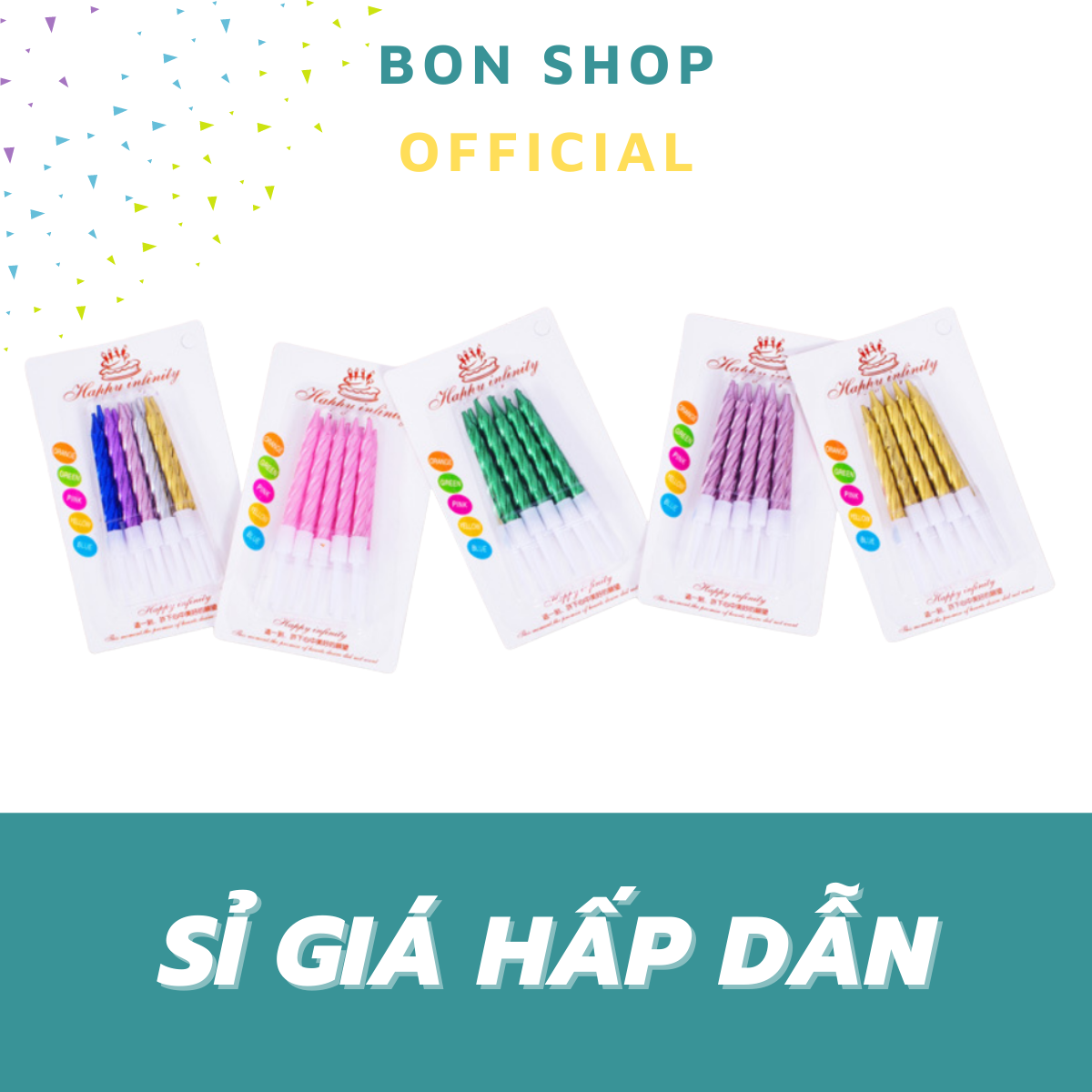 Set nến nhũ que xoắn trang trí bánh kem sinh nhật
