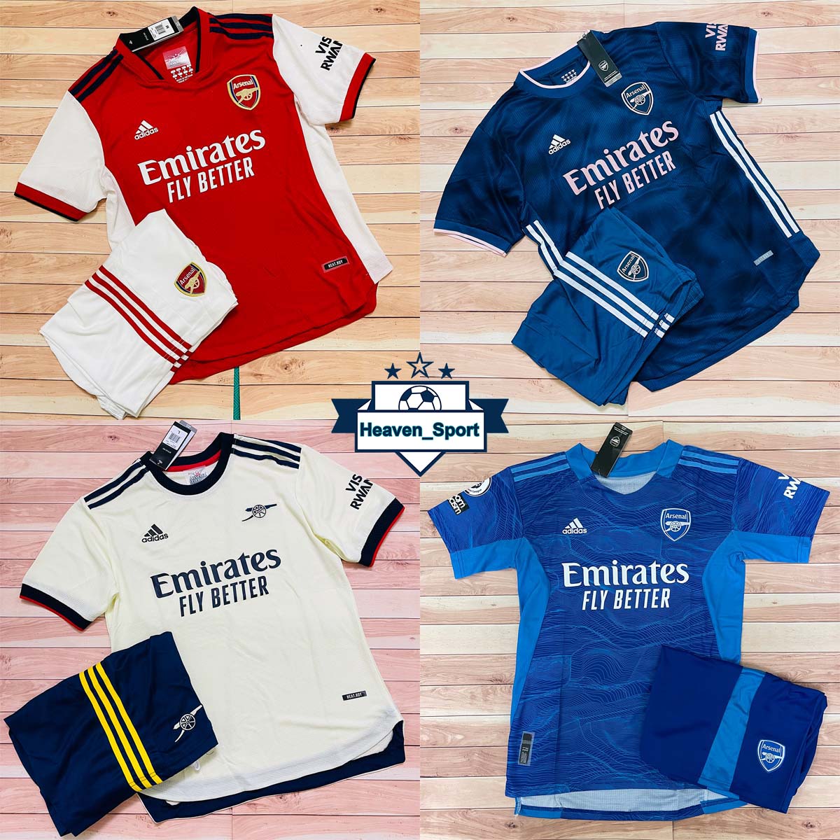 Áo Bóng Đá CLB Arsenal 21/22 - Chuẩn Mẫu Thi Đấu  - Vải Polyester Thái Gai Lưới