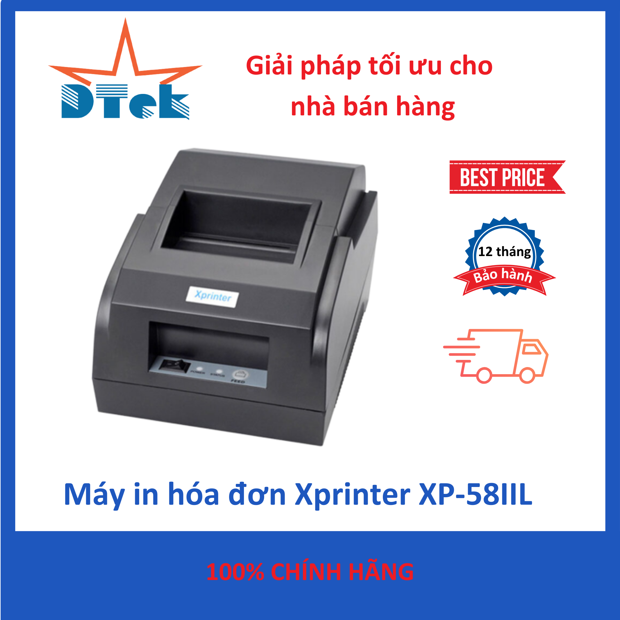 Máy in hóa đơn bán hàng Xprinter XP-58IIL Dtek