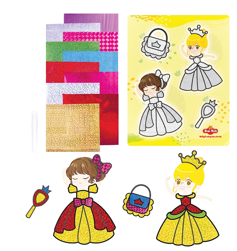Bộ tranh dán màu váy công chúa star kids k-605