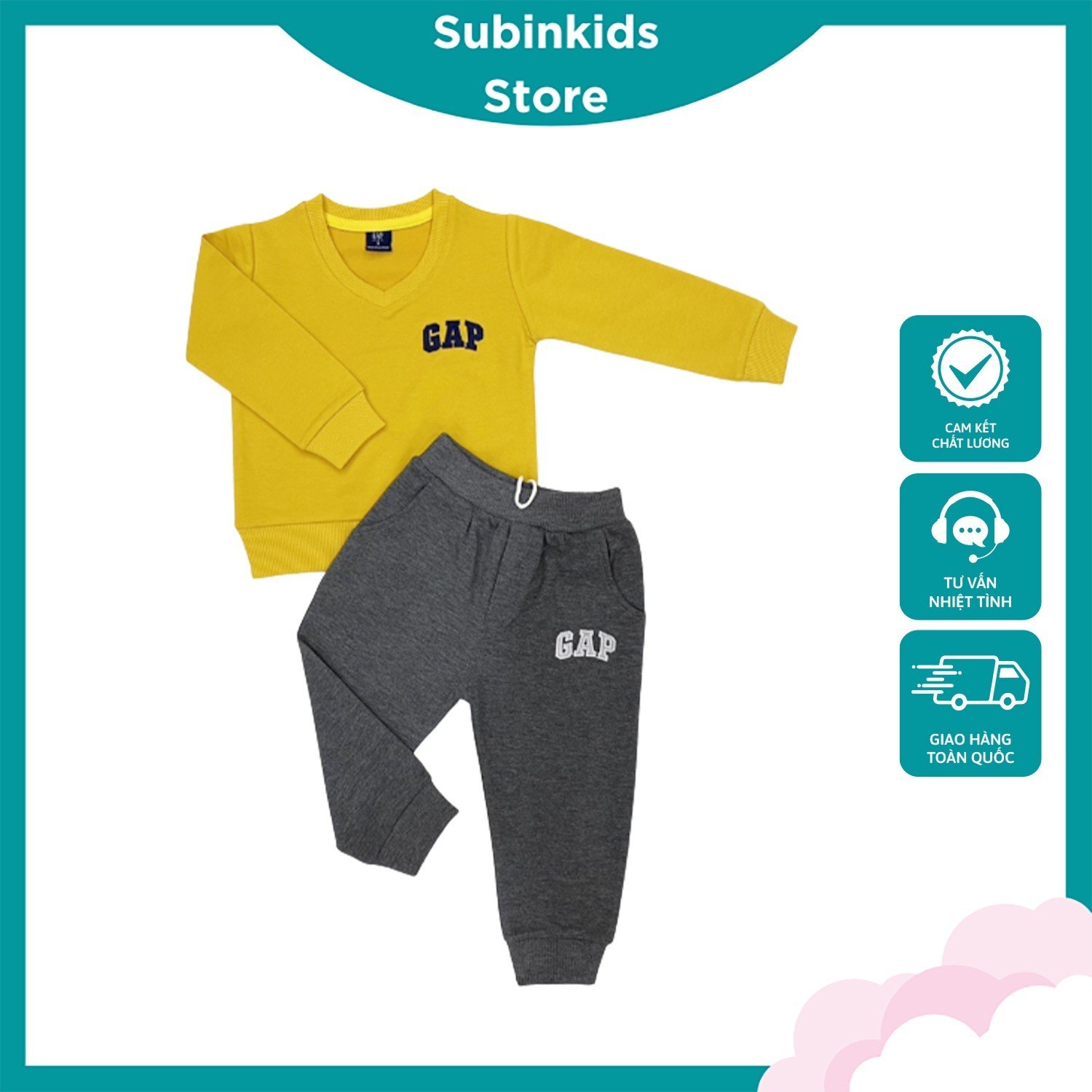 Bộ đồ bé trai, đồ bộ thu đông bé trai,cho bé từ 2-10 tuổi (10kg-30kg)_Quần_Áo G_A_P