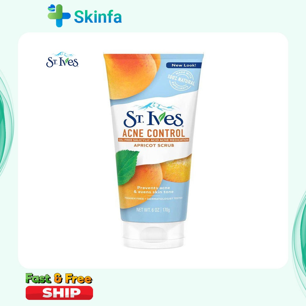 Sữa rửa mặt tẩy tế bào chết quả mơ ngừa mụn st.ives 170g