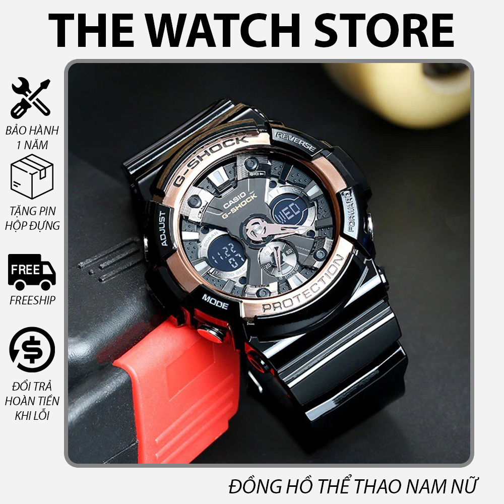 Đồng hồ Casio G-Shock Nam GA-200 Vàng Đồng - Dây đen bóng, thiết kế vỏ lớn - Bảo hành 12 tháng
