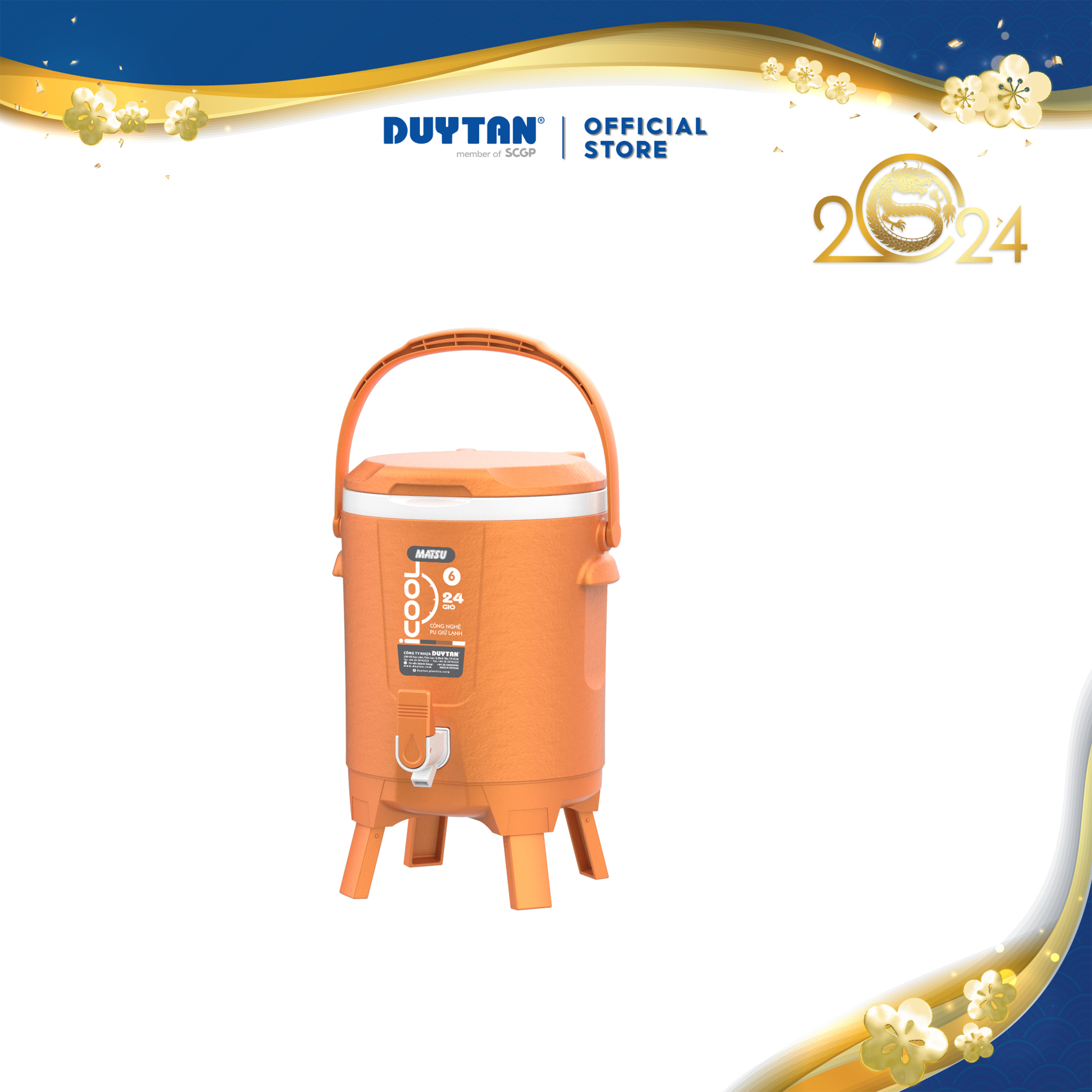 Bình đá icool 6 lít duy tân - bình đá giữ nhiệt cầm tay tiện lợi giữ nhiệt từ 24 đến 48 tiếng