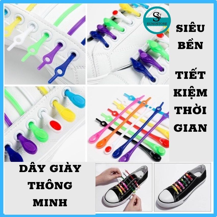 Dây Giày Thông Minh Silicon Siêu Bền Tiết Kiệm Thời Gian Bộ 12 Chiếc Thời Trang HOT 2023 DG01 SUNO STORE