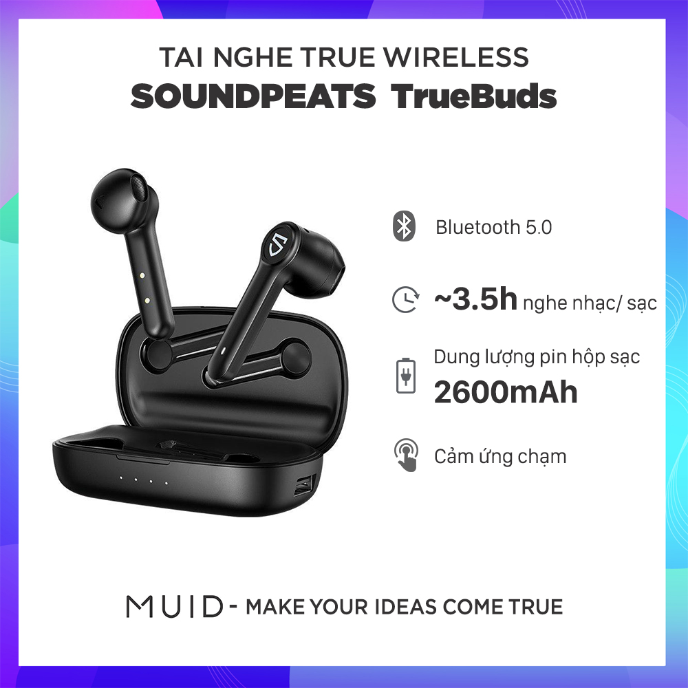 Tai Nghe True Wireless SOUNDPEATS TrueBuds Tích Hợp Sạc Dự Phòng 2600mAh
