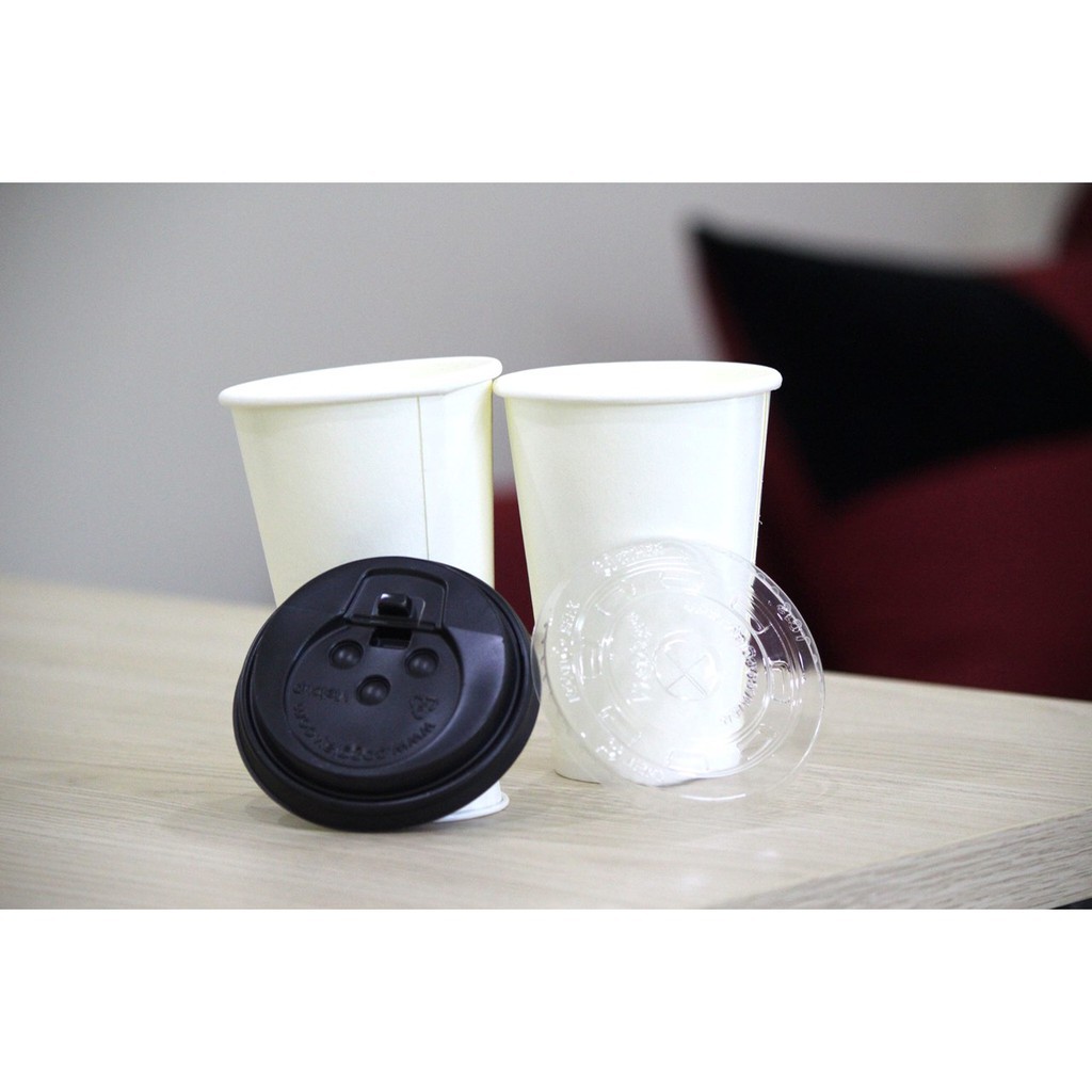 50 Ly Giấy 350Ml Nắp Trong Suốt / Cốc Giấy - Paper Cup With Transperent Lid Beo