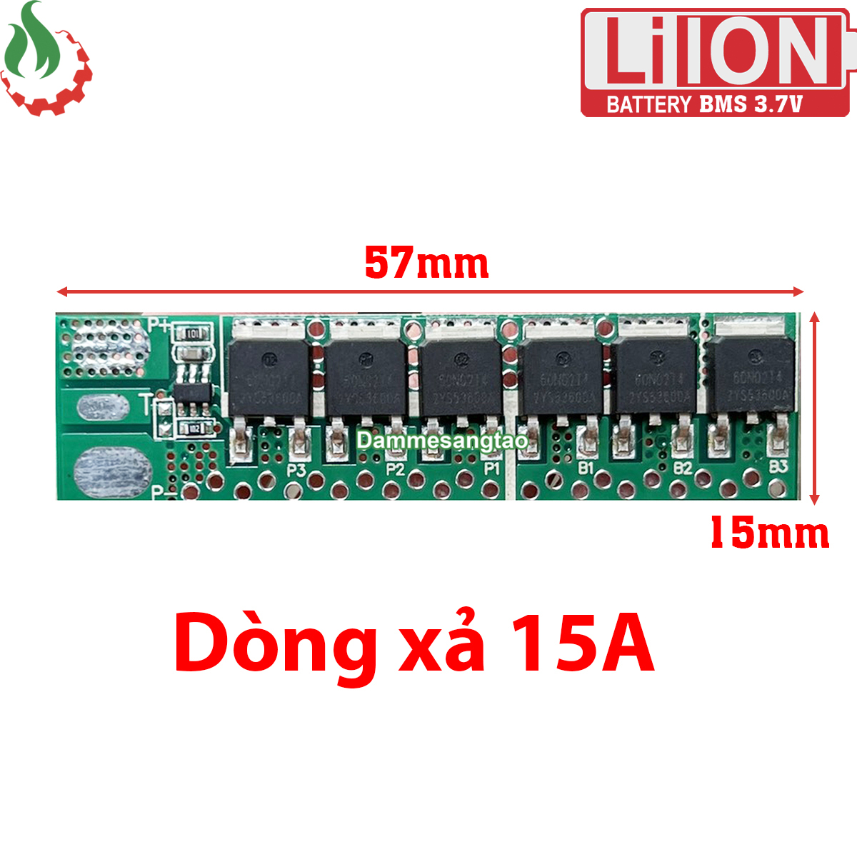 Mạch 1s 15a 3.7v xr bảo vệ pin li-ion 3.7v