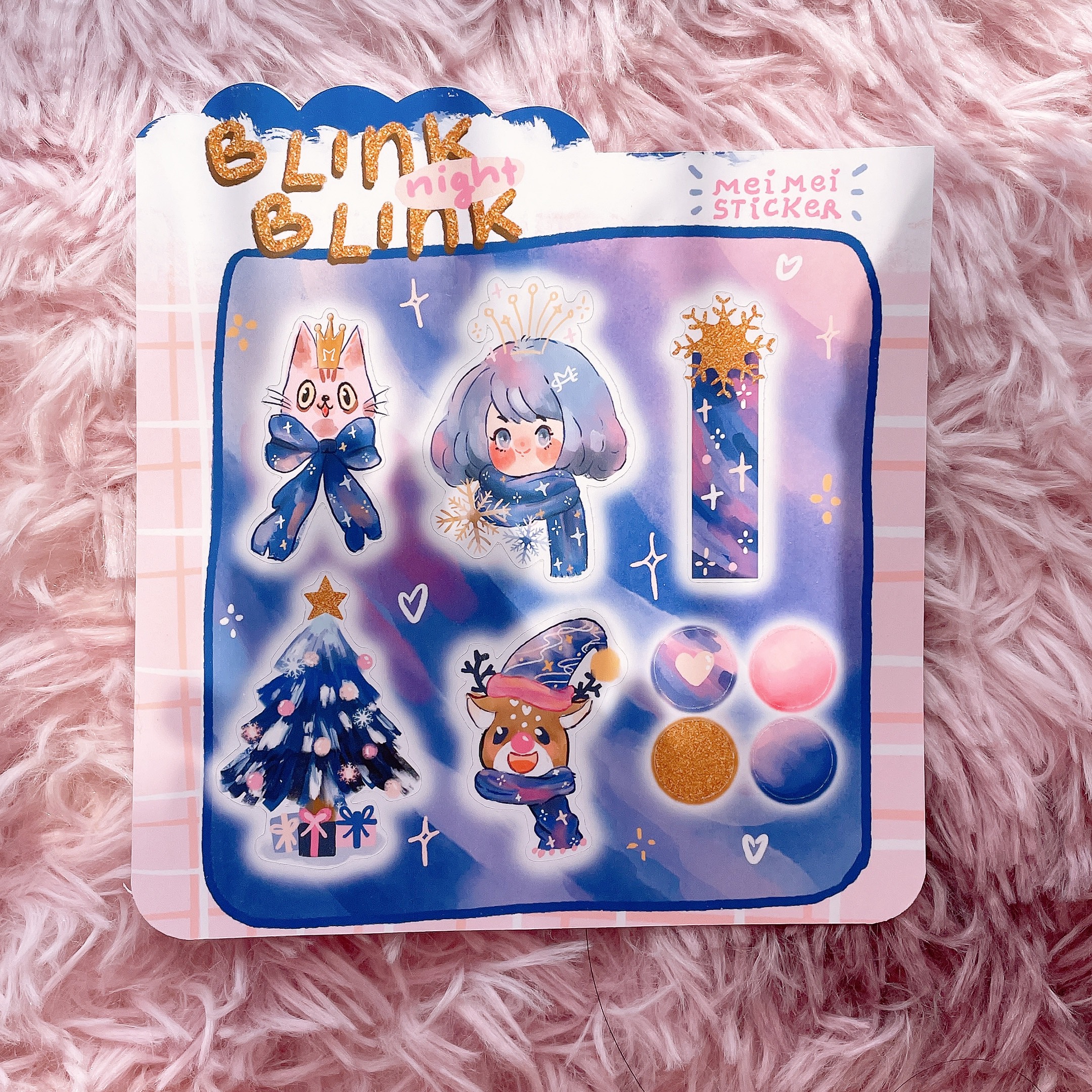 Meimei Sticker - Blink Blink Night đêm Noel xinh xắn trang trí sổ có hologram