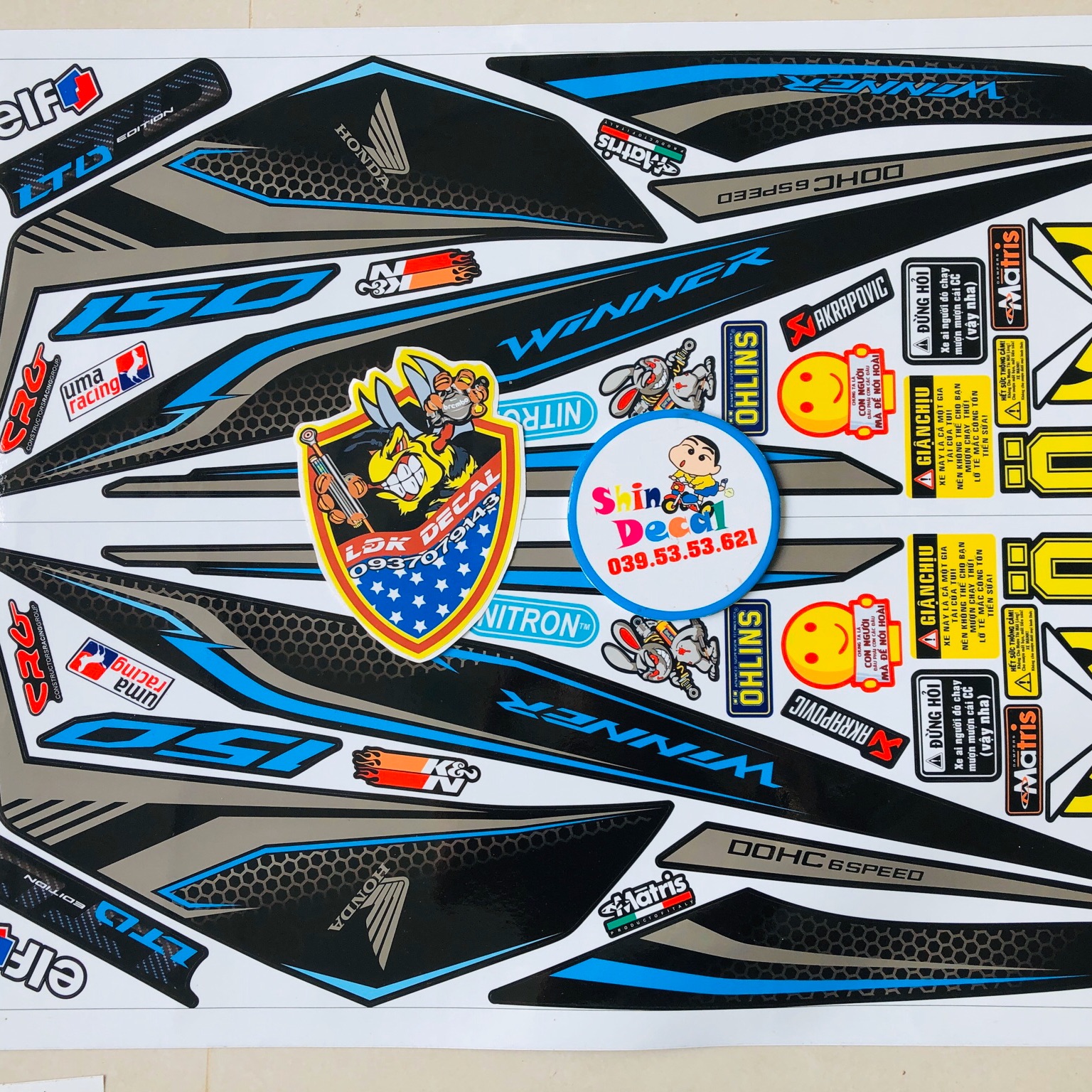 Tem rời winner tổ ong xanh xám đen