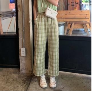 ( ẢNH THẬT) QUẦN BAGGY VẢI ỐNG RỘNG KẺ CARO MÀU XANH RÊU THỜI TRANG NỮ CỰC CHẤT, PHUONGMART