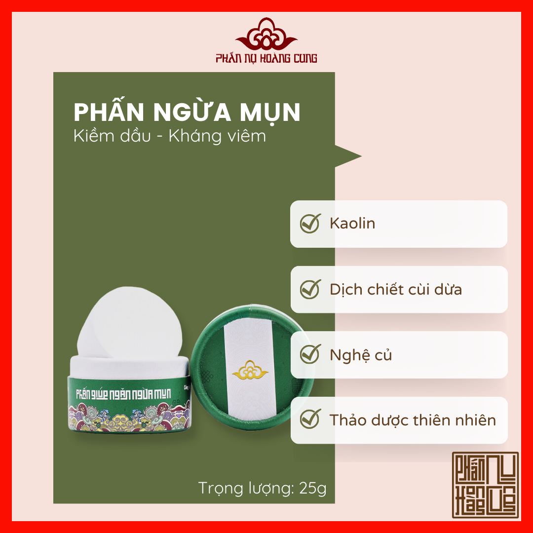 Phấn Trang Điểm Ngừa Mụn, Chăm sóc cá nhân, Phấn Ngừa Mụn, Phấn Nụ Hoàng Cung, Kiểm soát nhờn ,dầu hiệu quả, giúp da  sạch mụn, Dung Tích 25g