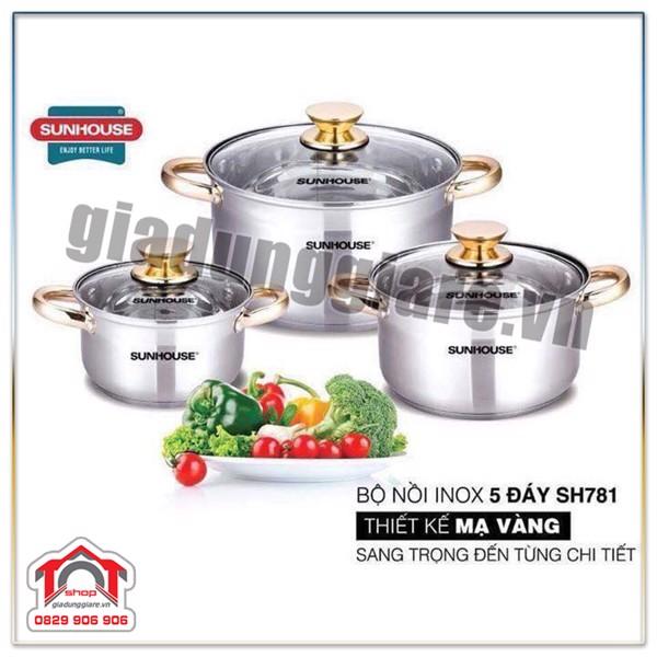 Bộ nồi inox 5 đáy - sunhouse sh 781 totshop