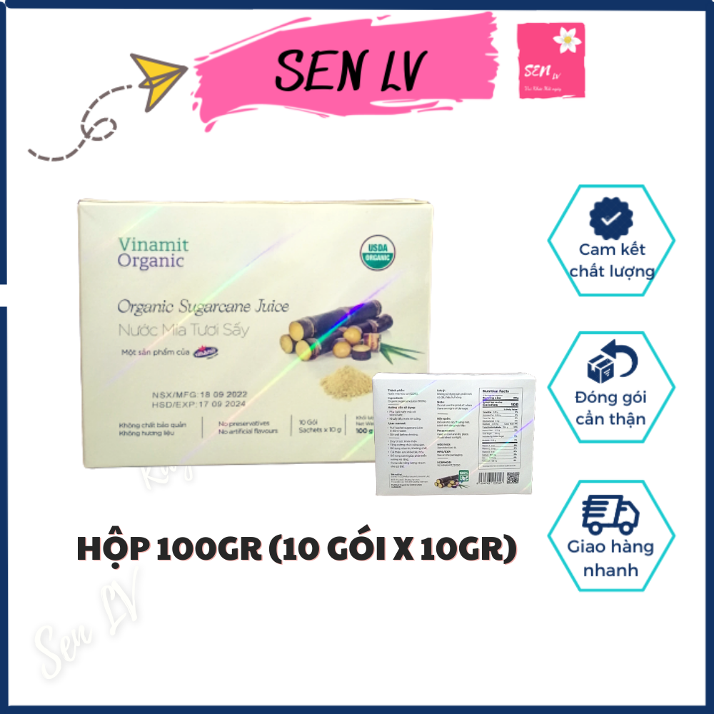 Nước mía tươi sấy Vinamit 100g nước mía hữu cơ nguyên chất sấy đông khô