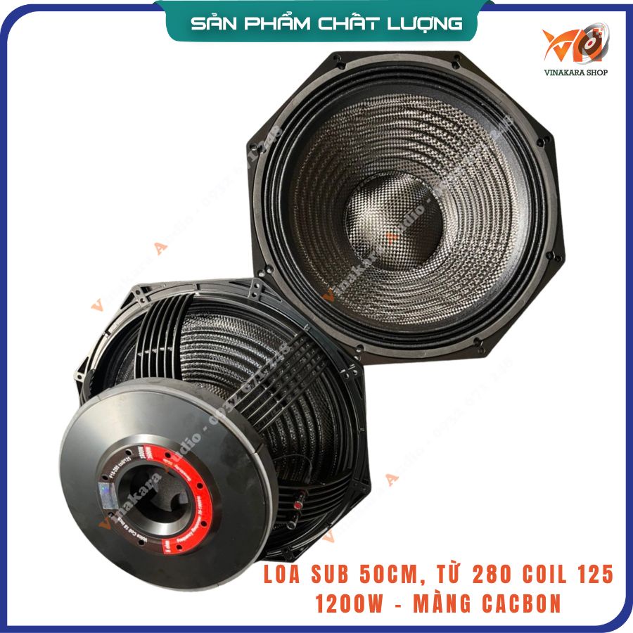 Củ loa bass 50cm, 5 tấc từ 280 coil 125 (màng cacbon), 1200W, tiếng lực, siêu trầm