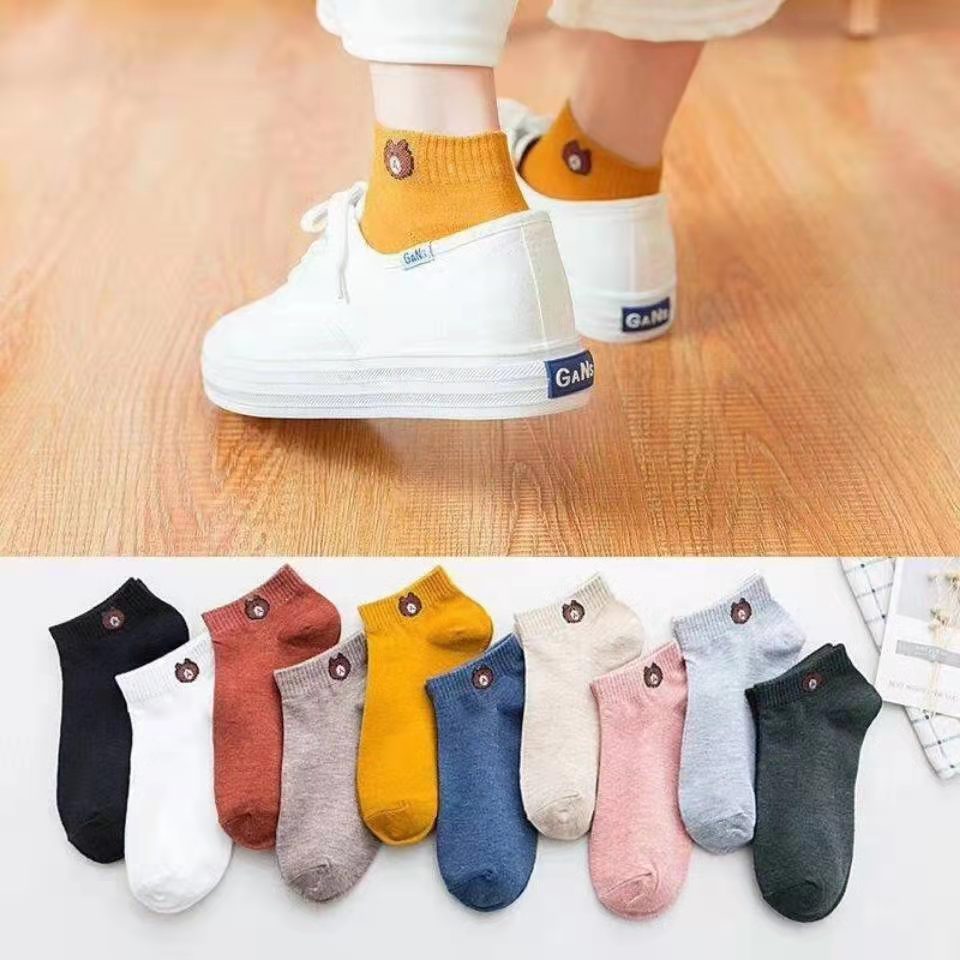 Set 10 đôi vớ tất gấu cổ ngắn kèm túi đựng
